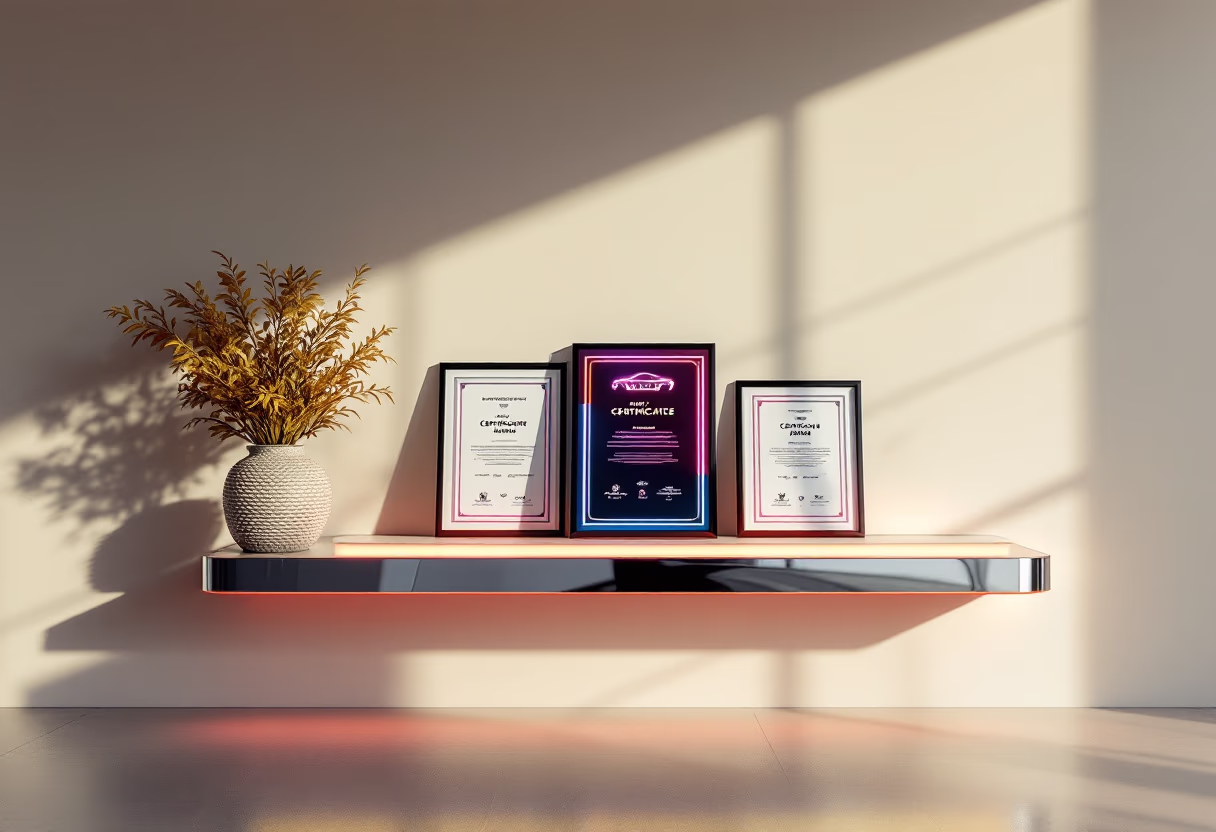 image of awards and certifications displayed (for a automotive service)