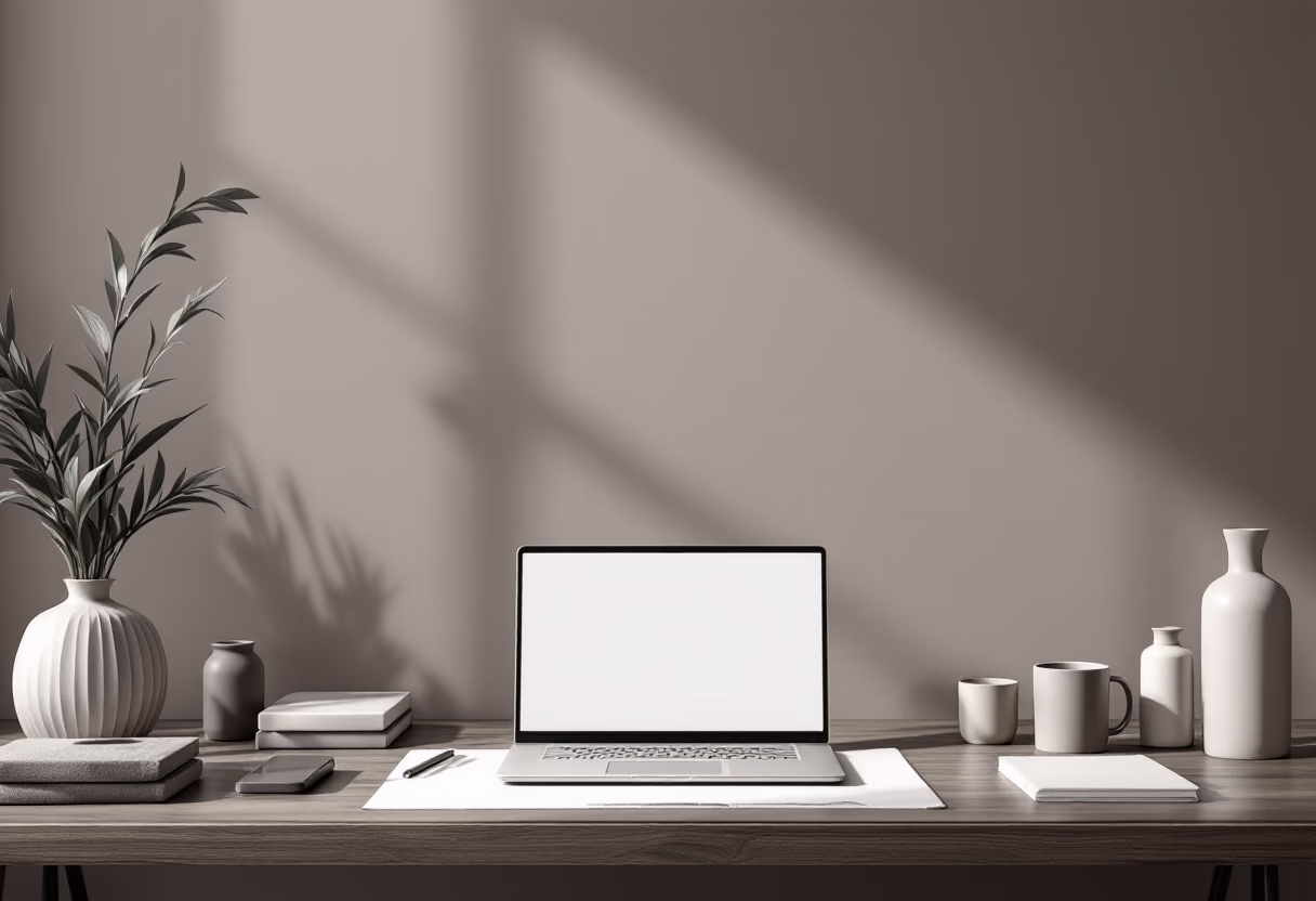 [background image] image of a workspace with a laptop (for a ai developer tools)