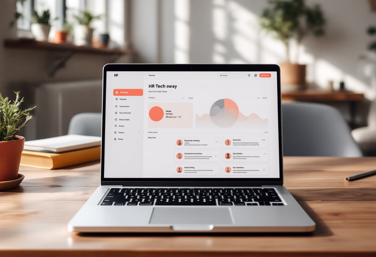 [interface] image of cloud-based solutions interface for hr tech on a laptop