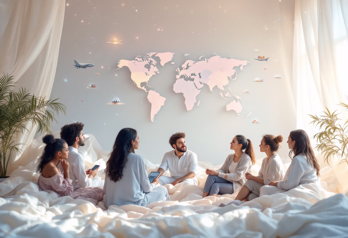 image of team brainstorming session (for a travel tech)