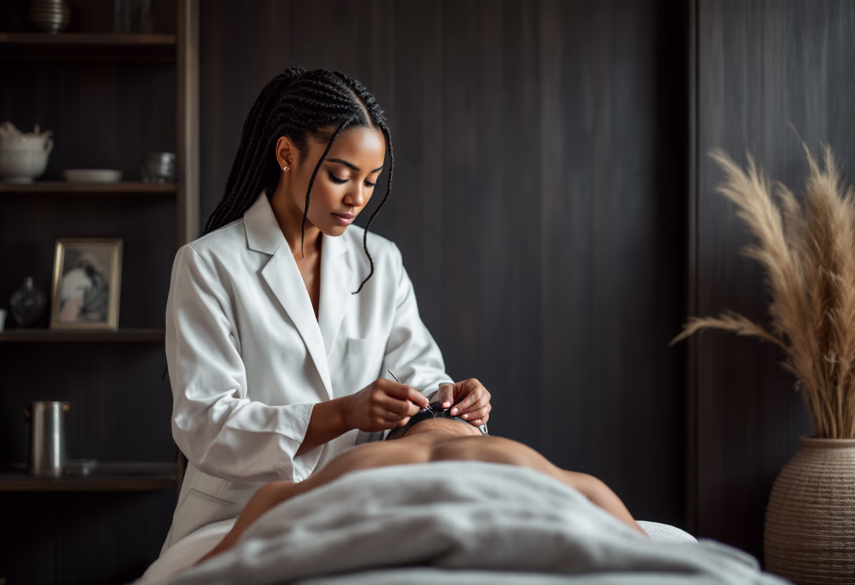 image of acupuncture specialist at work