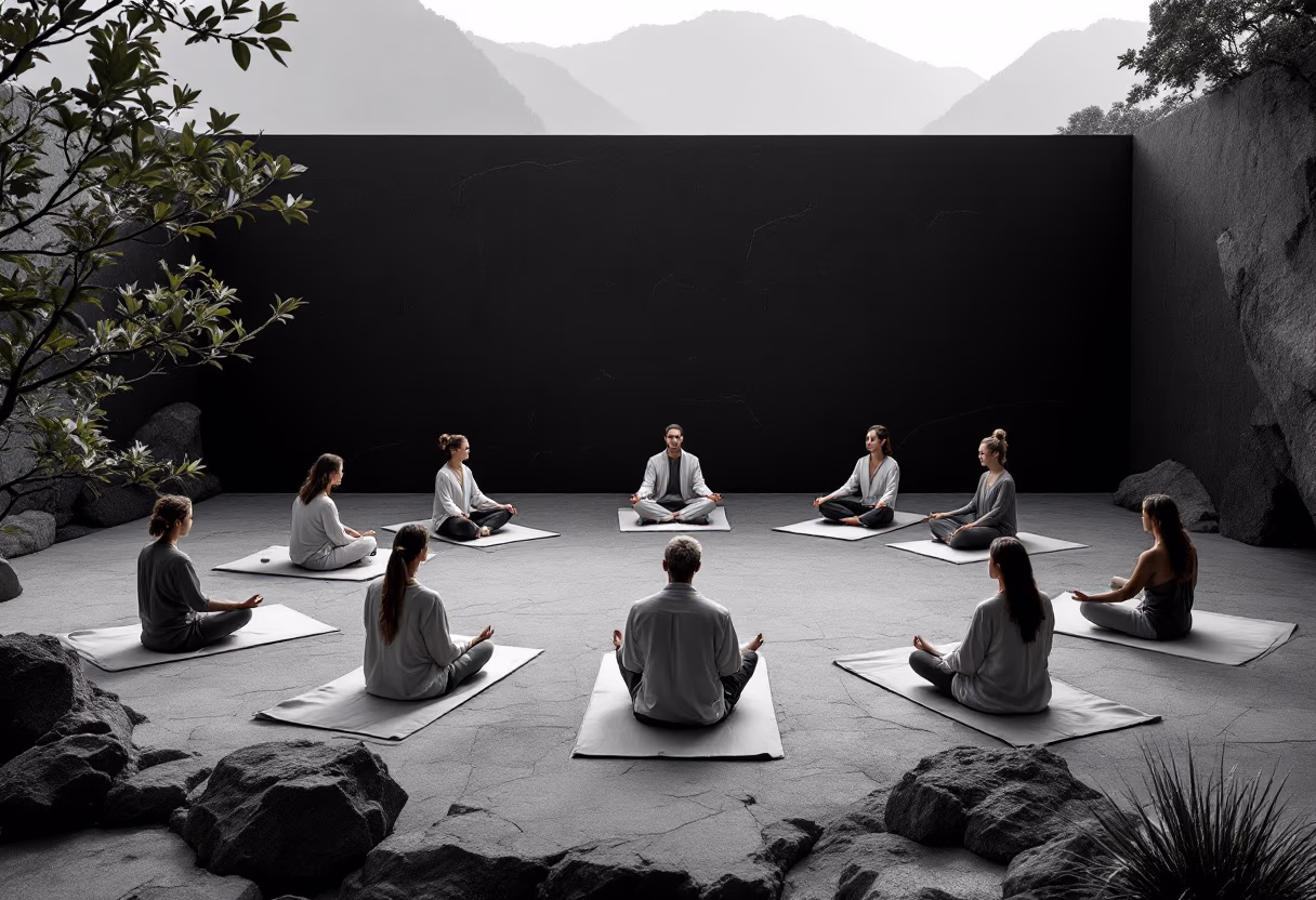 image of outdoor meditation (for a buddhist monasteries & temple)
