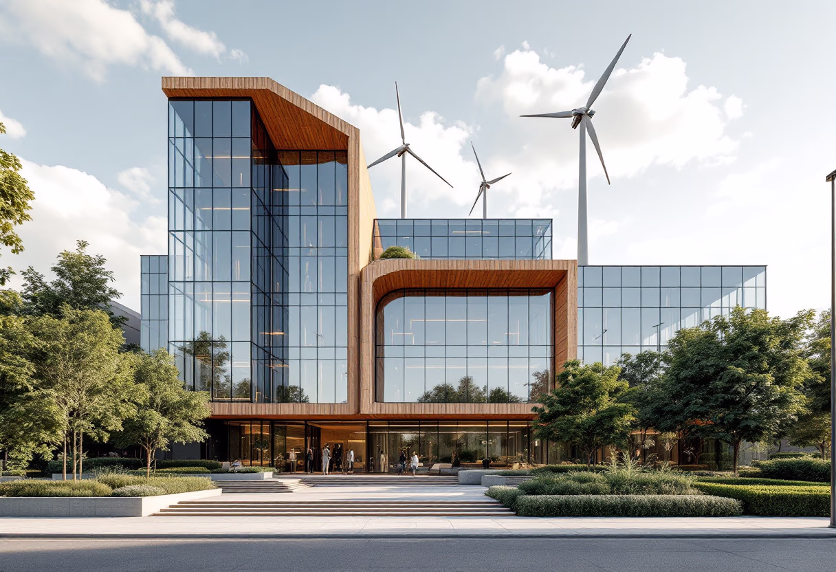 image of corporate office building (for a green tech/cleantech company)