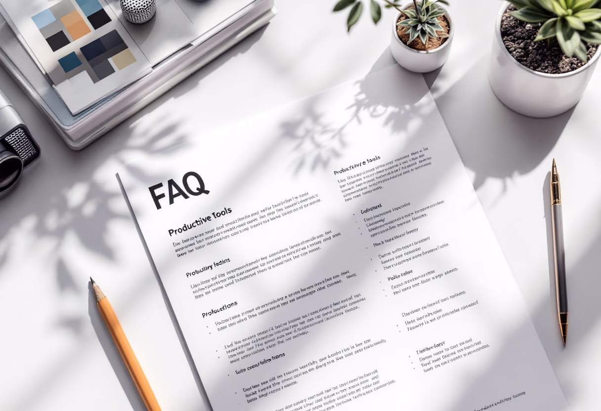 image of a document with faqs (for a productivity tools business)