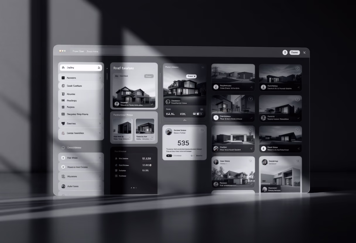 [interface] image of user interface showing property listings (for a real estate tech).