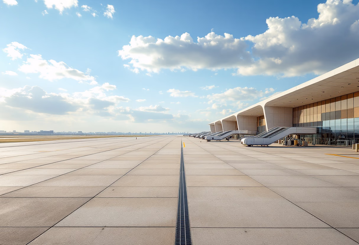 [background image] airport runway and terminal view for an aviation service.