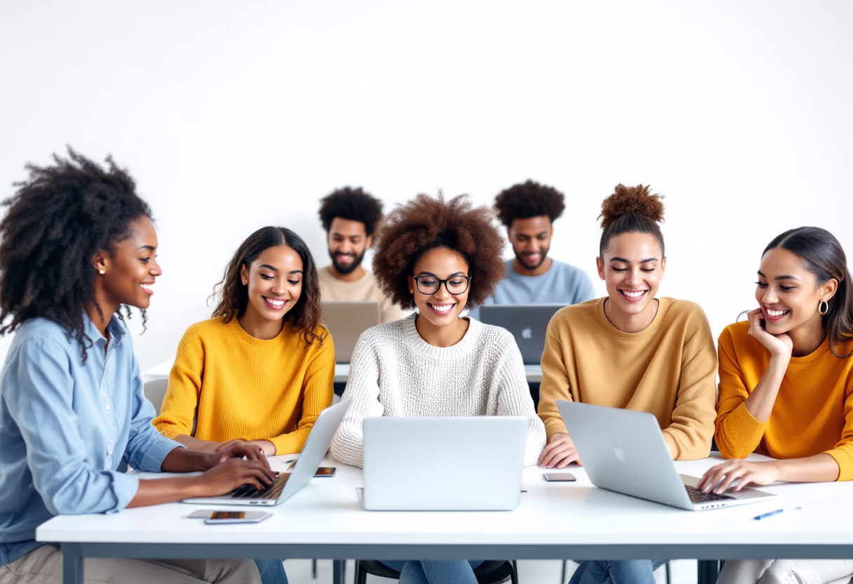 image of students attending an online class (for a edtech)