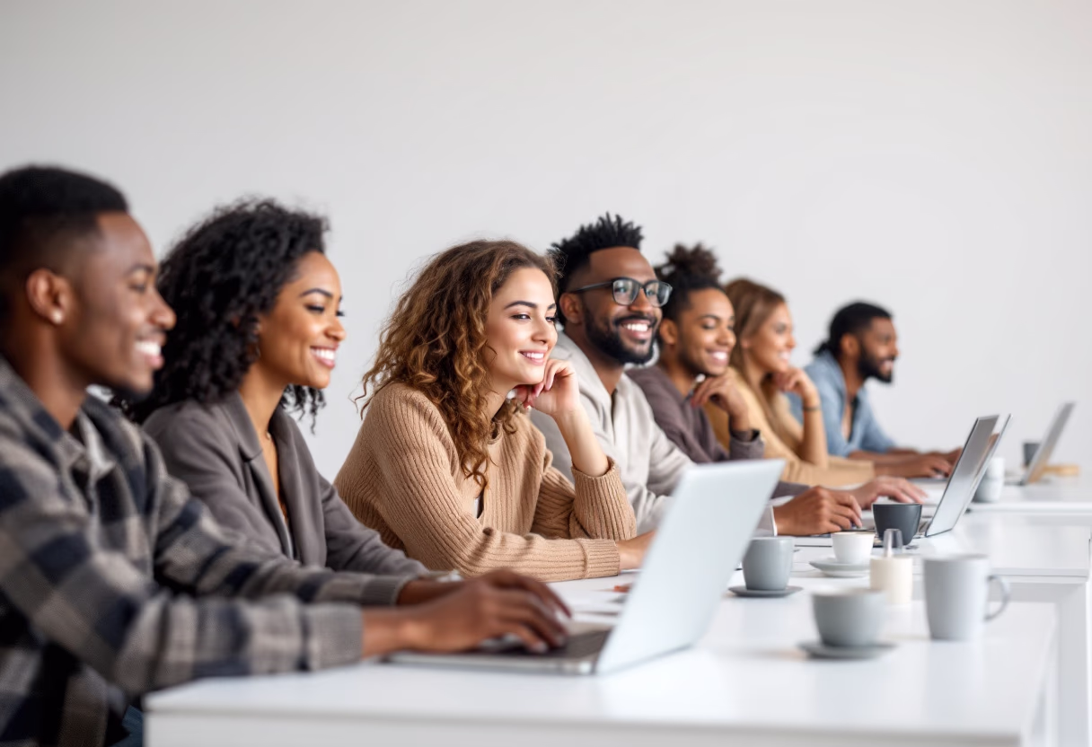 image of students attending an online class (for a edtech)