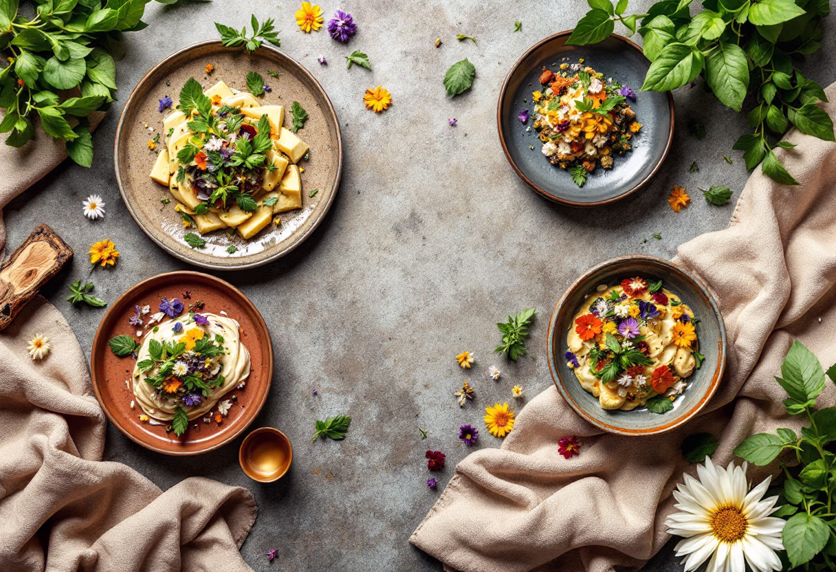 image of curated seasonal dishes in a modern restaurant