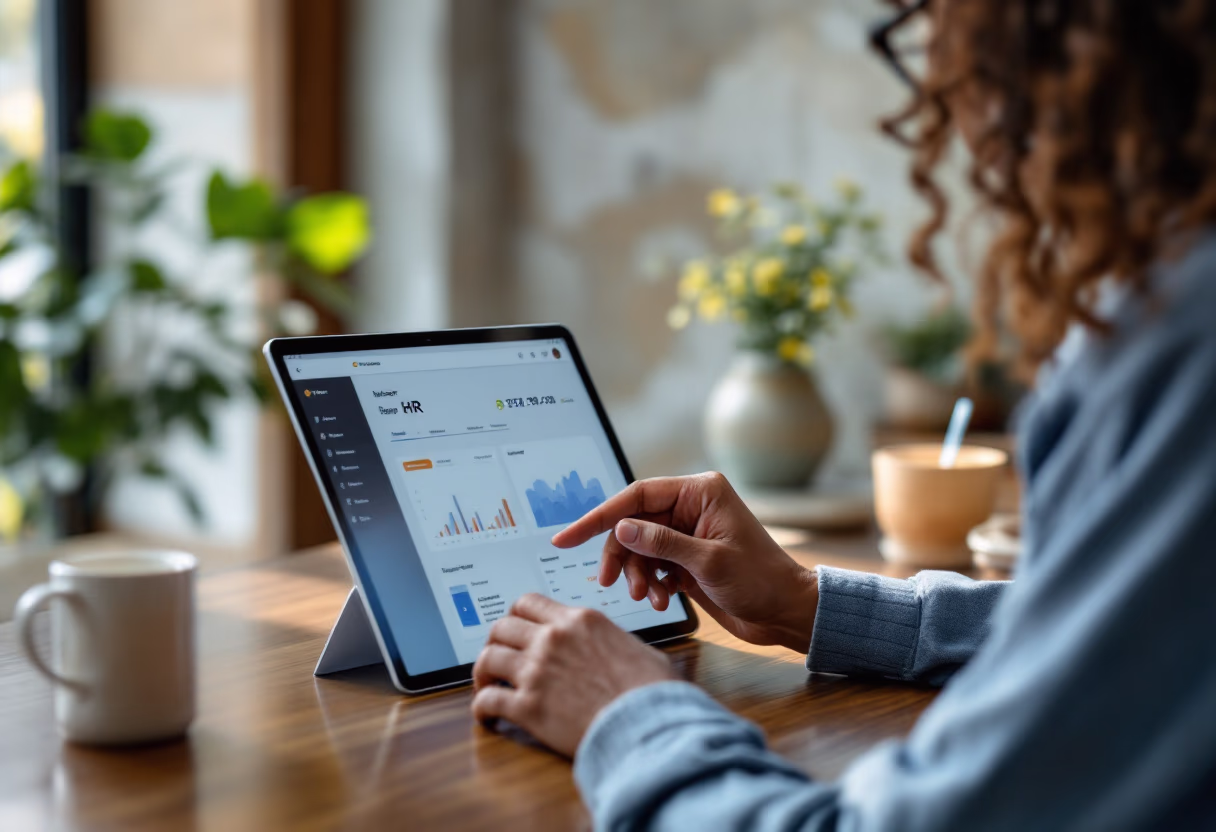 [interface] image of employee interacting with hr software (for a hr tech)