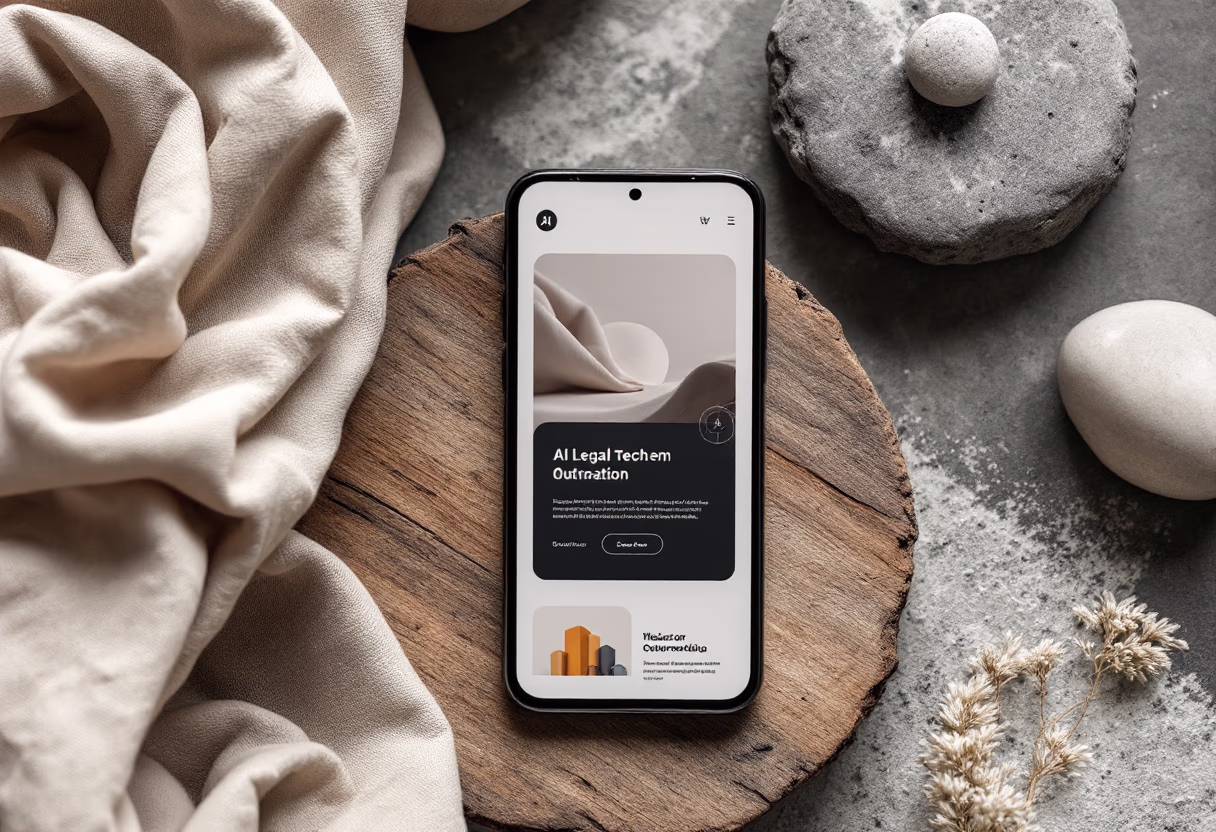[interface] image of a mobile device with a website loading on it (for an ai legal tech company)