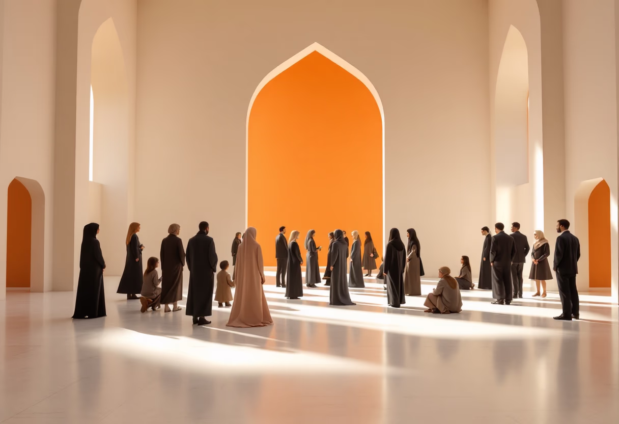 image of people gathering (for a mosque)