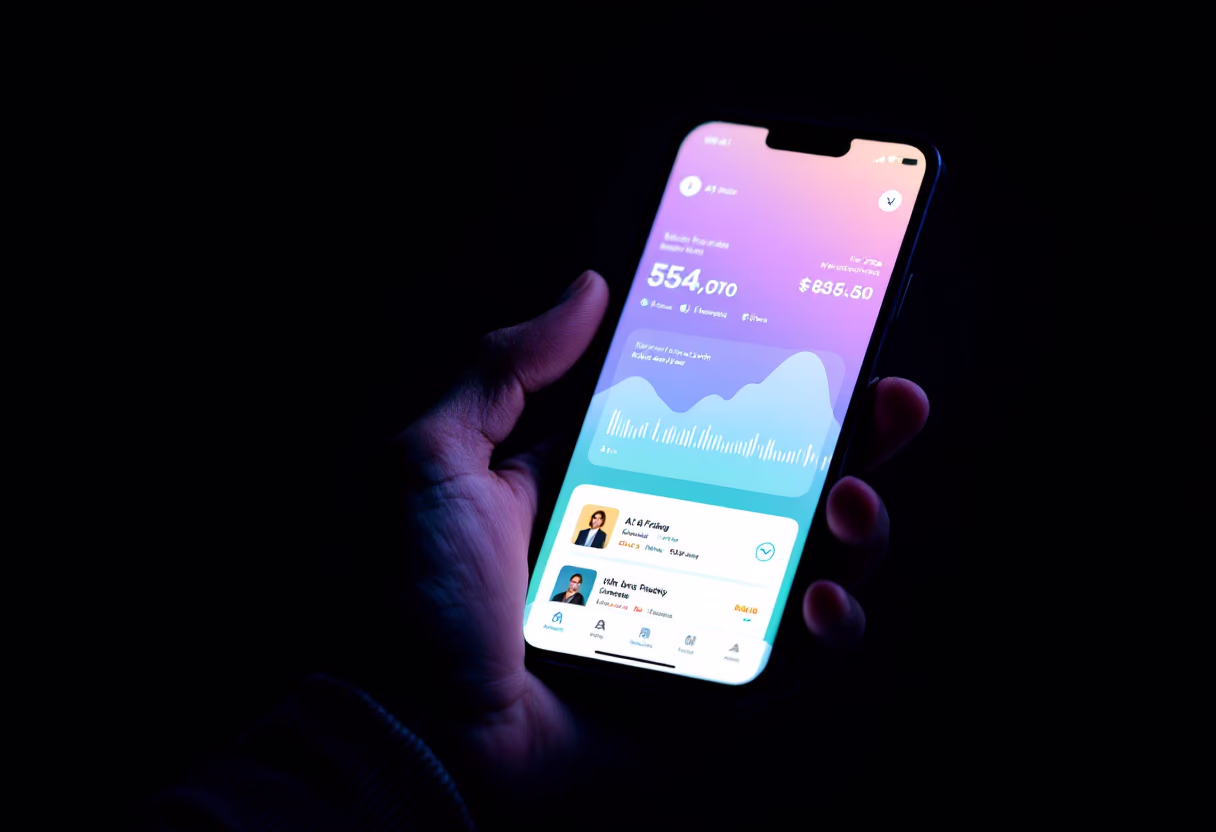 [interface] image of mobile app usage (for an ai fintech company)
