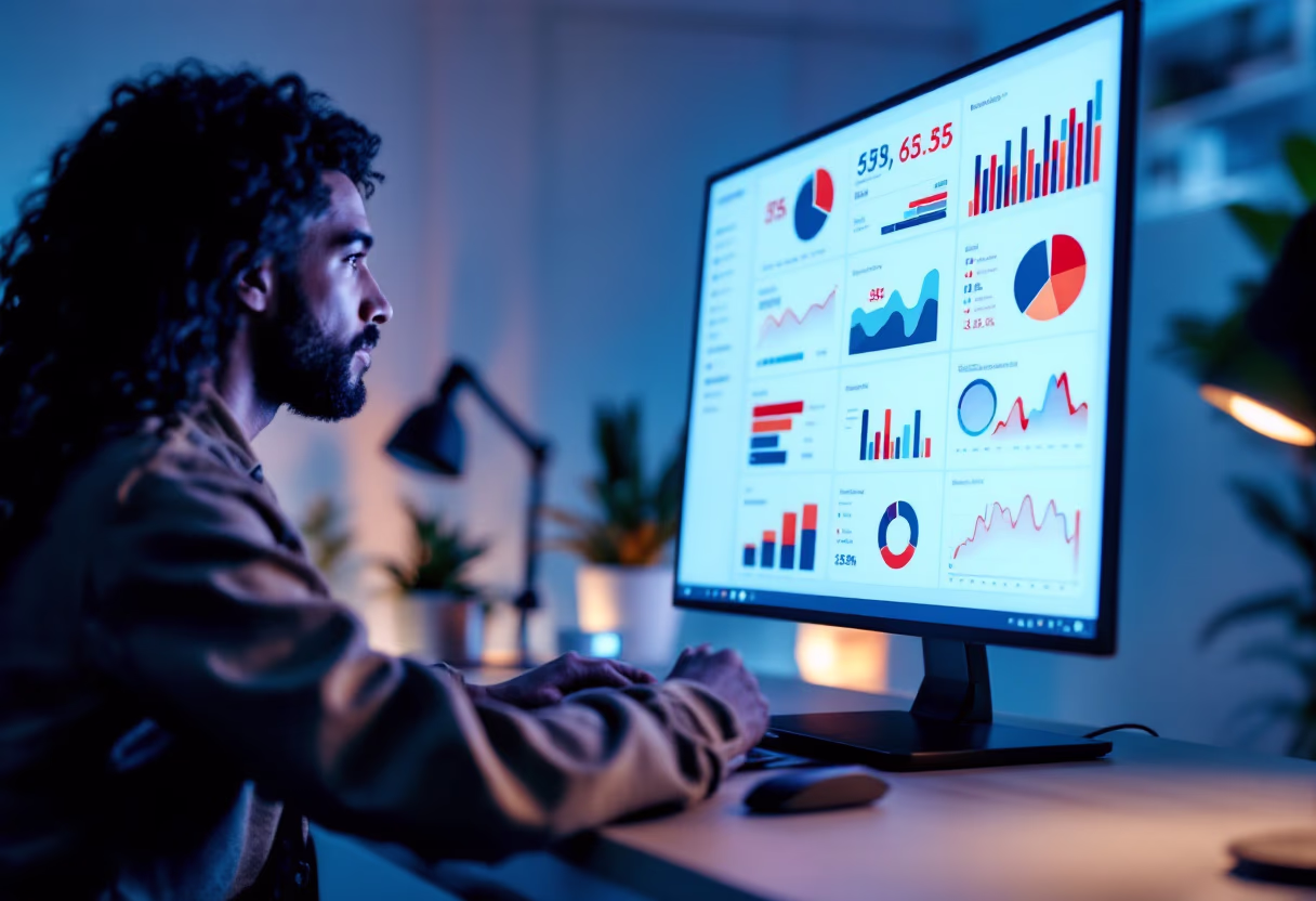 image of business professional reviewing analytics for a hr tech