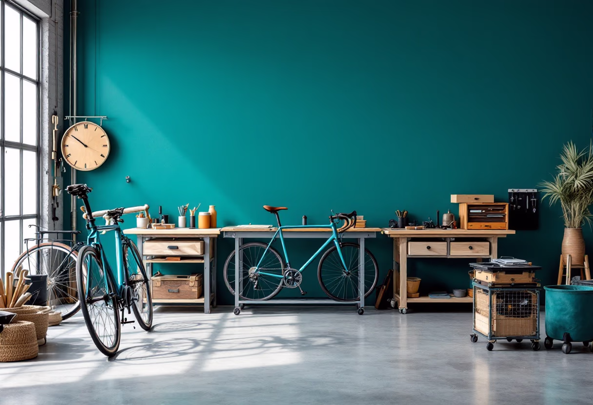 [background image] image of a bike workshop