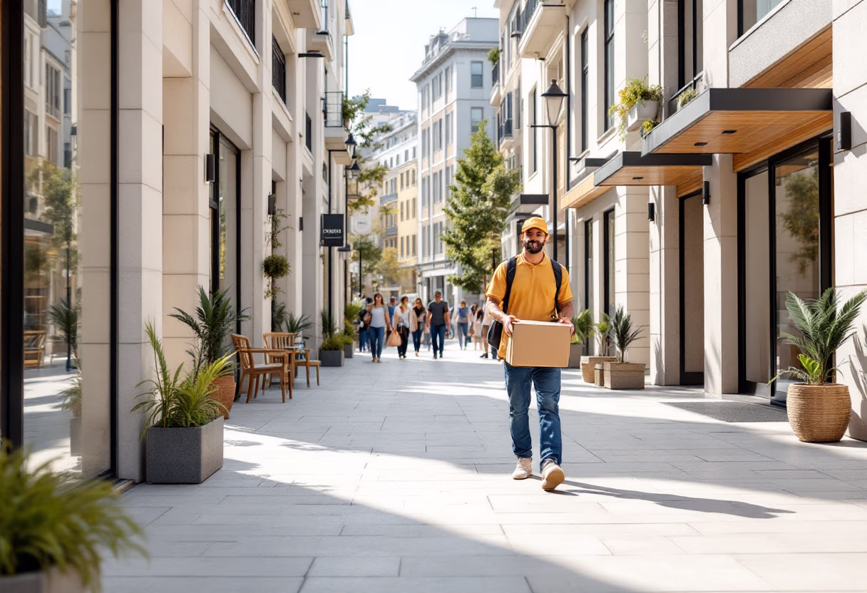 [background image] image of urban street scene for a courier & delivery service