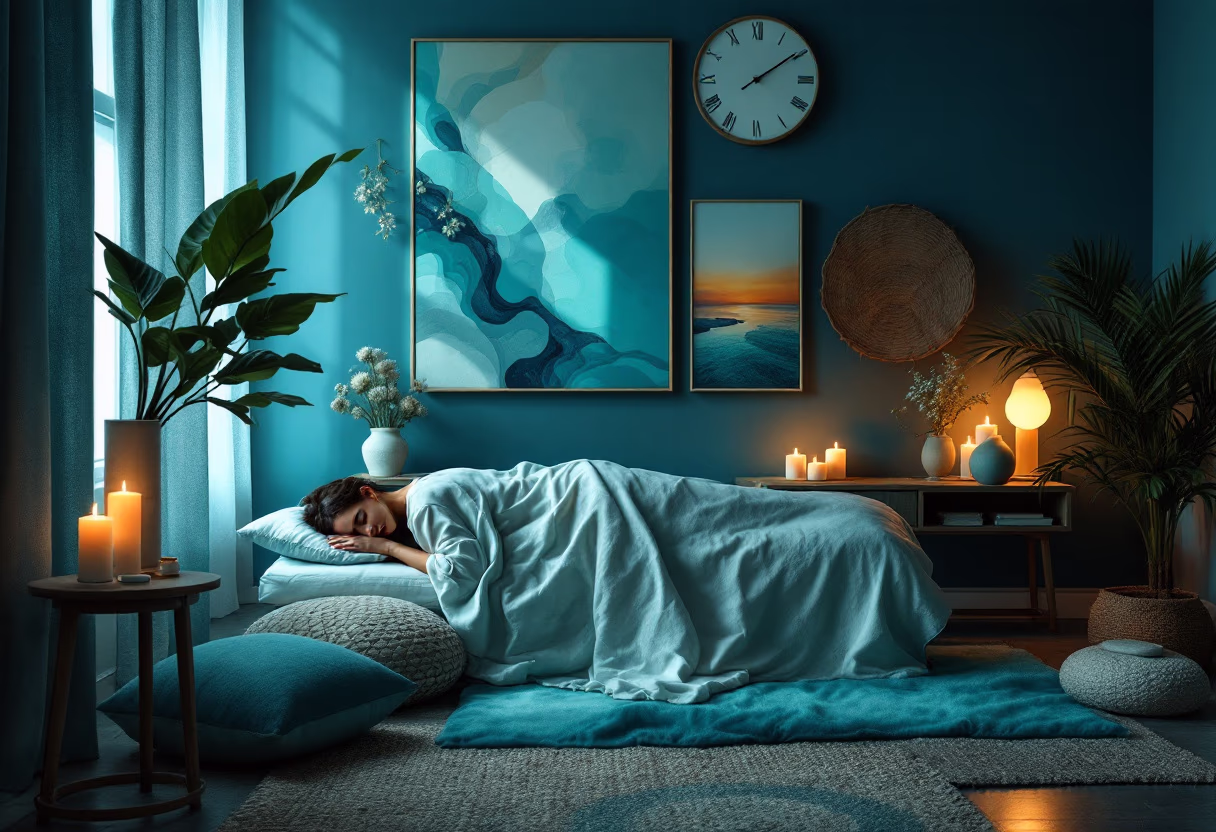 image of relaxation area with soothing art (for an acupuncturist)