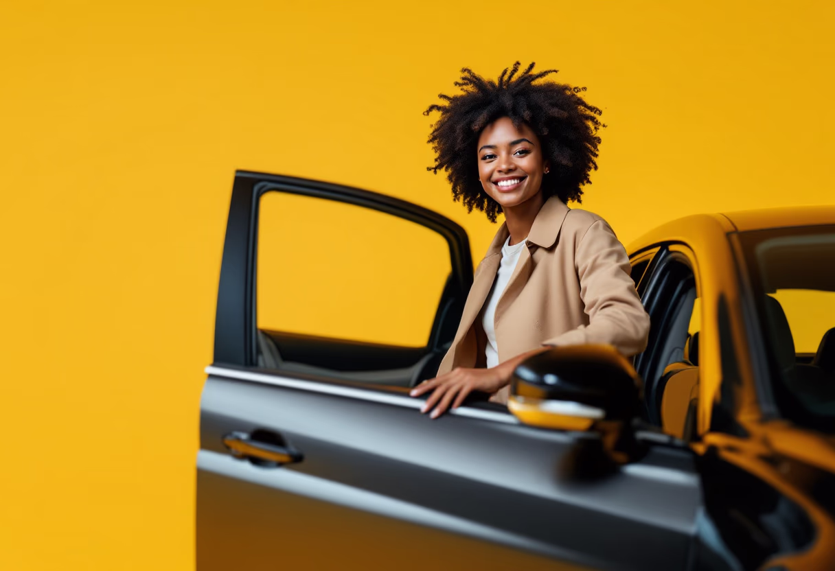 image of a professional preparing to drive a modern car for a transportation network