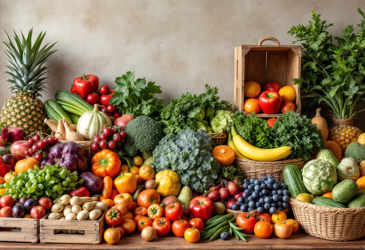fresh produce display for a grocery store