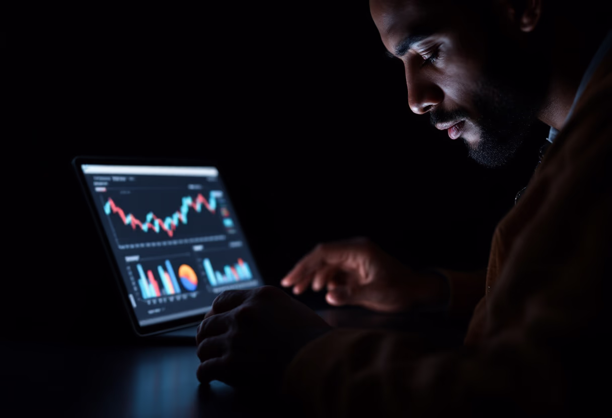 image of a person analyzing data charts (for a social media and communication)