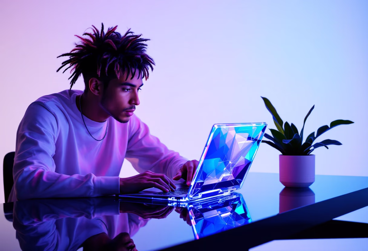 image of a user interacting with the software on a laptop (for a productivity tools business)