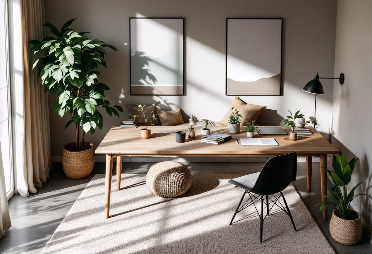 [background image] image of founder at work (for an interior design firm)