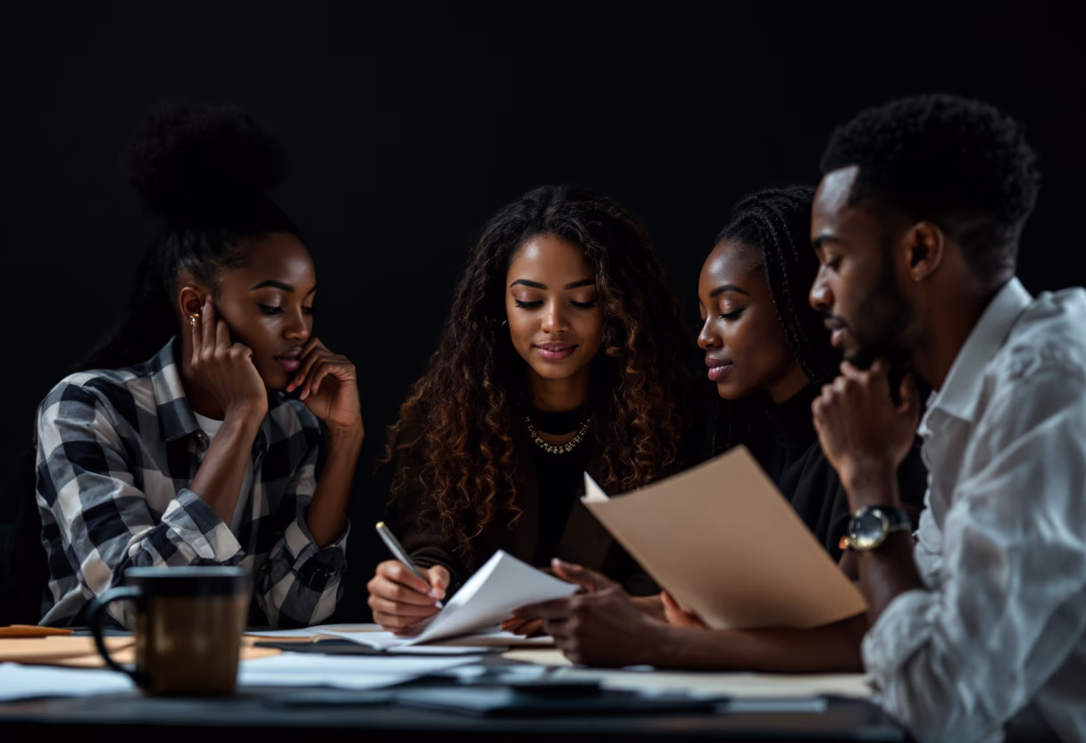 image of students working together on an academic project for edtech