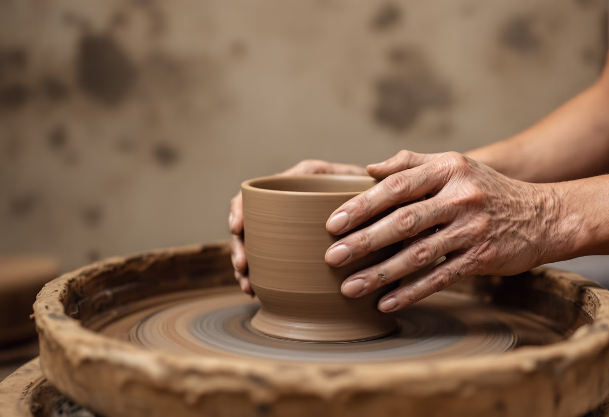 image of customer's hands crafting clay