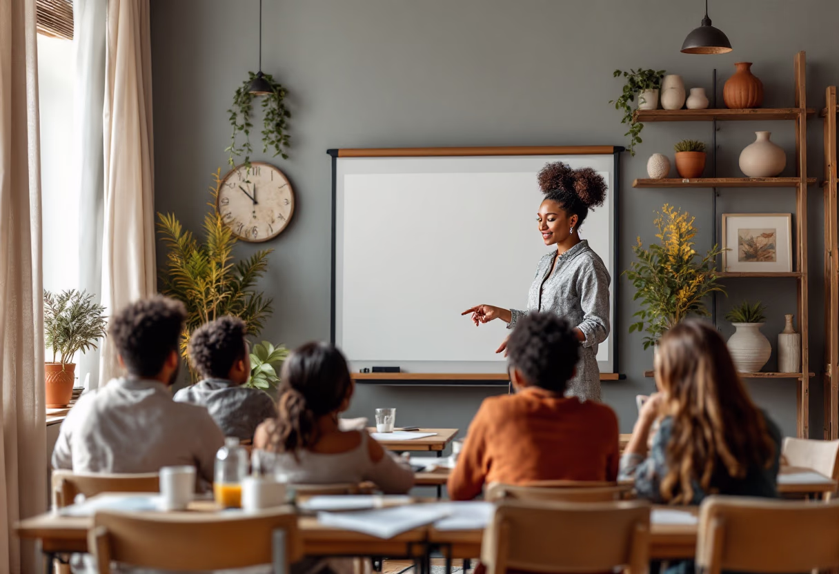 image of teacher using a smartboard (for a edtech)