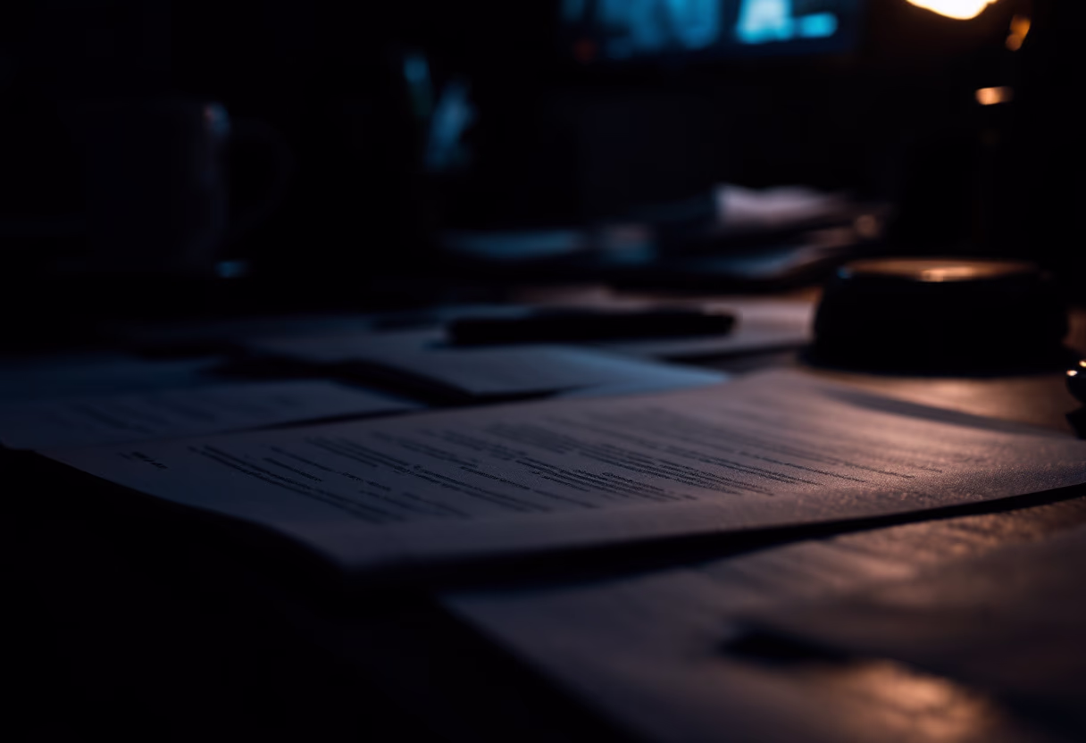 [background image] image of a work desk with a laptop and documents (for a ai legal tech company)