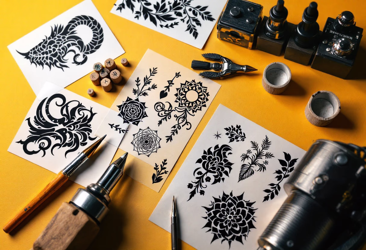 image of tattoo designs in progress