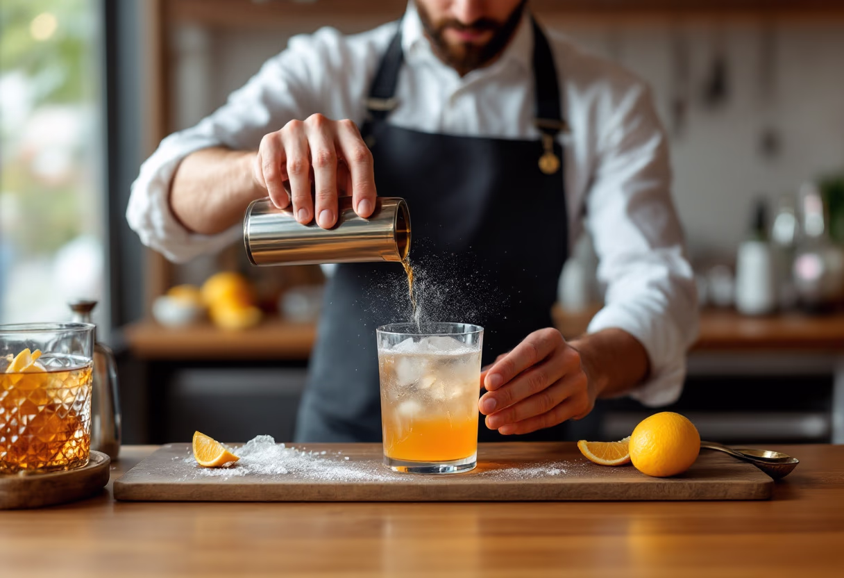 image of cocktail being prepared for a distillery