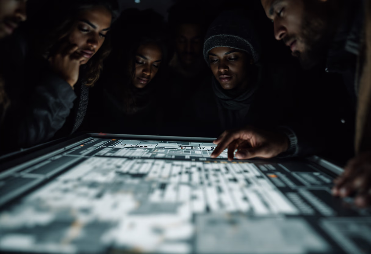 image of passengers checking a map for a public transportation company