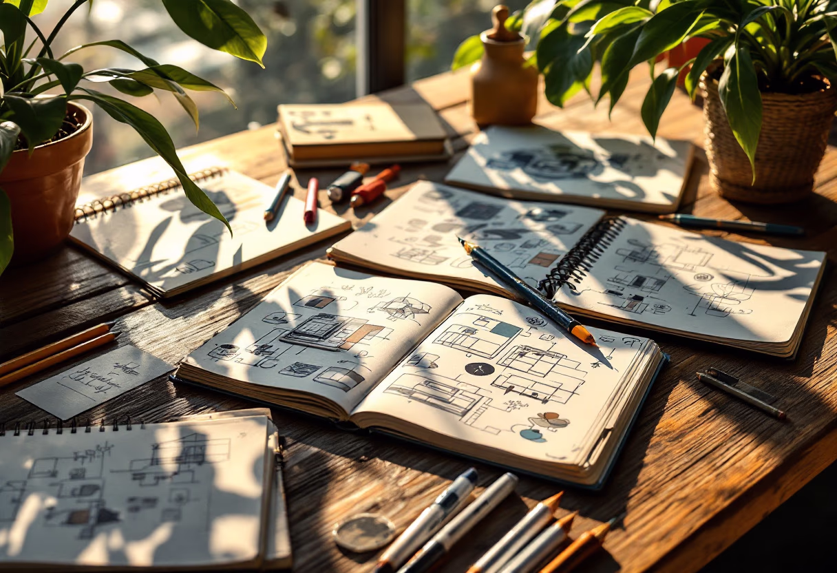 image of a logo design process for a graphic design studio