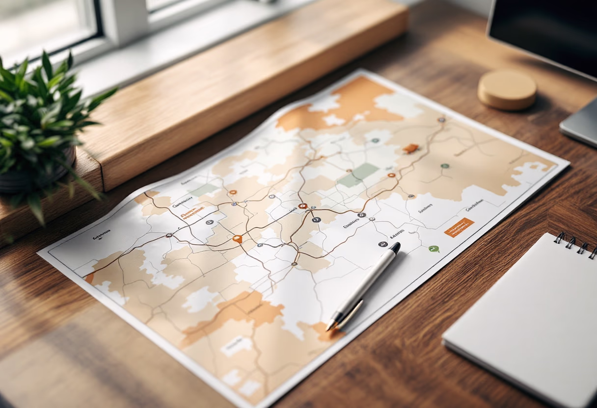 image of service area map for a courier & delivery service