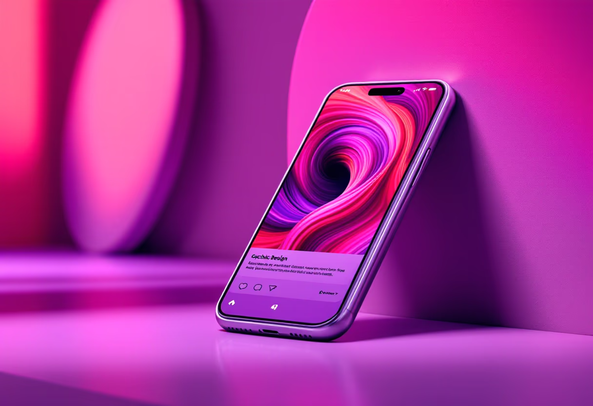 [digital project] image of a mobile device with a social media ad (for a graphic design studio)