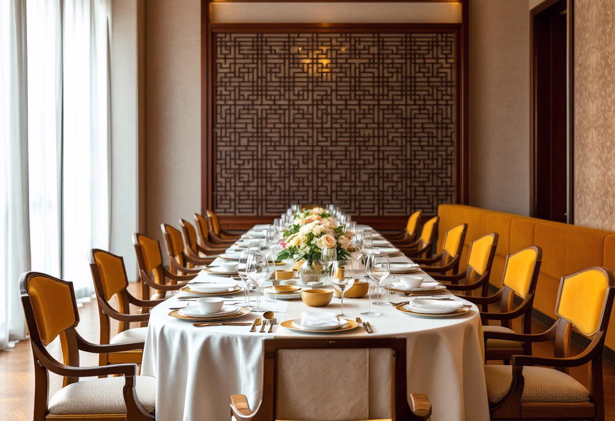 image of a decorated event setting (for a chinese restaurant)