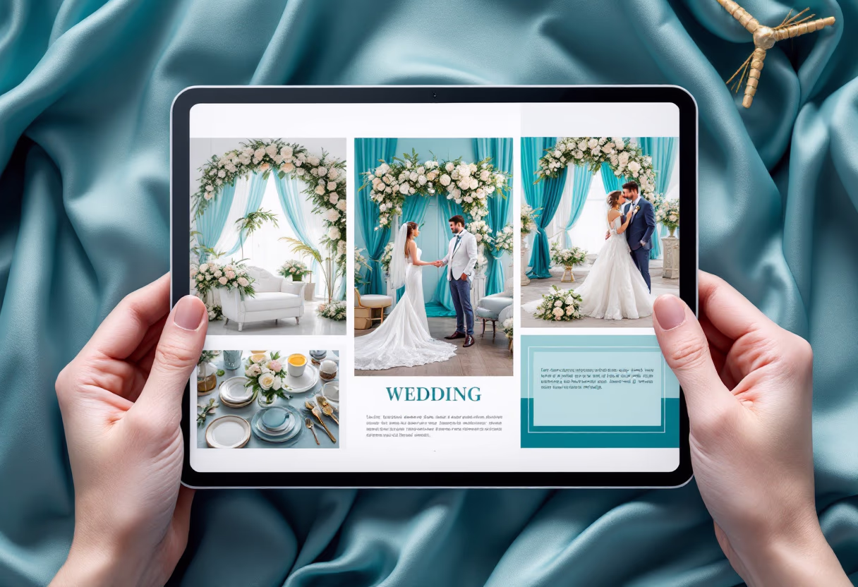 image of past wedding planning project on a brochure (for a wedding planning service) [digital project]