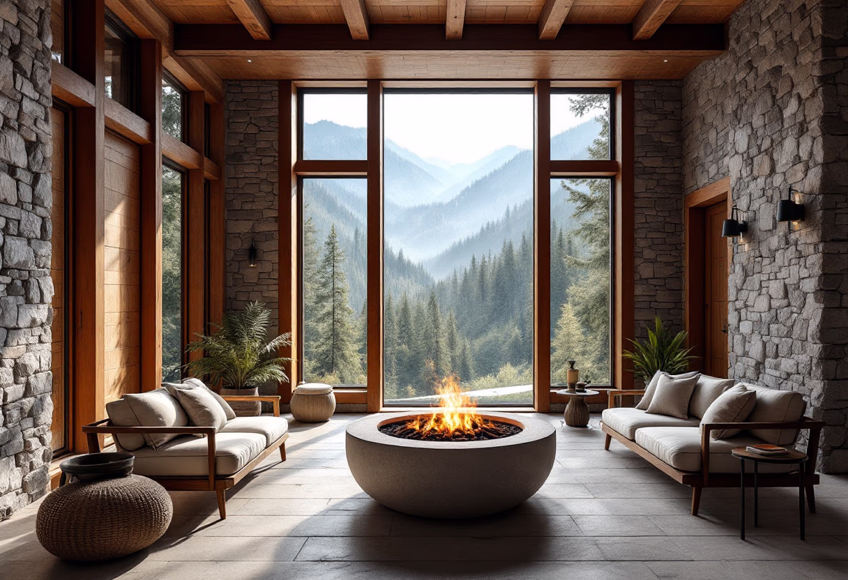 image of a serene mountain getaway