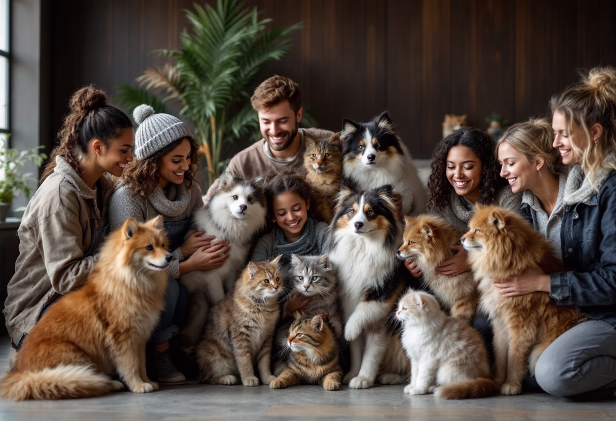 image of volunteers helping animals