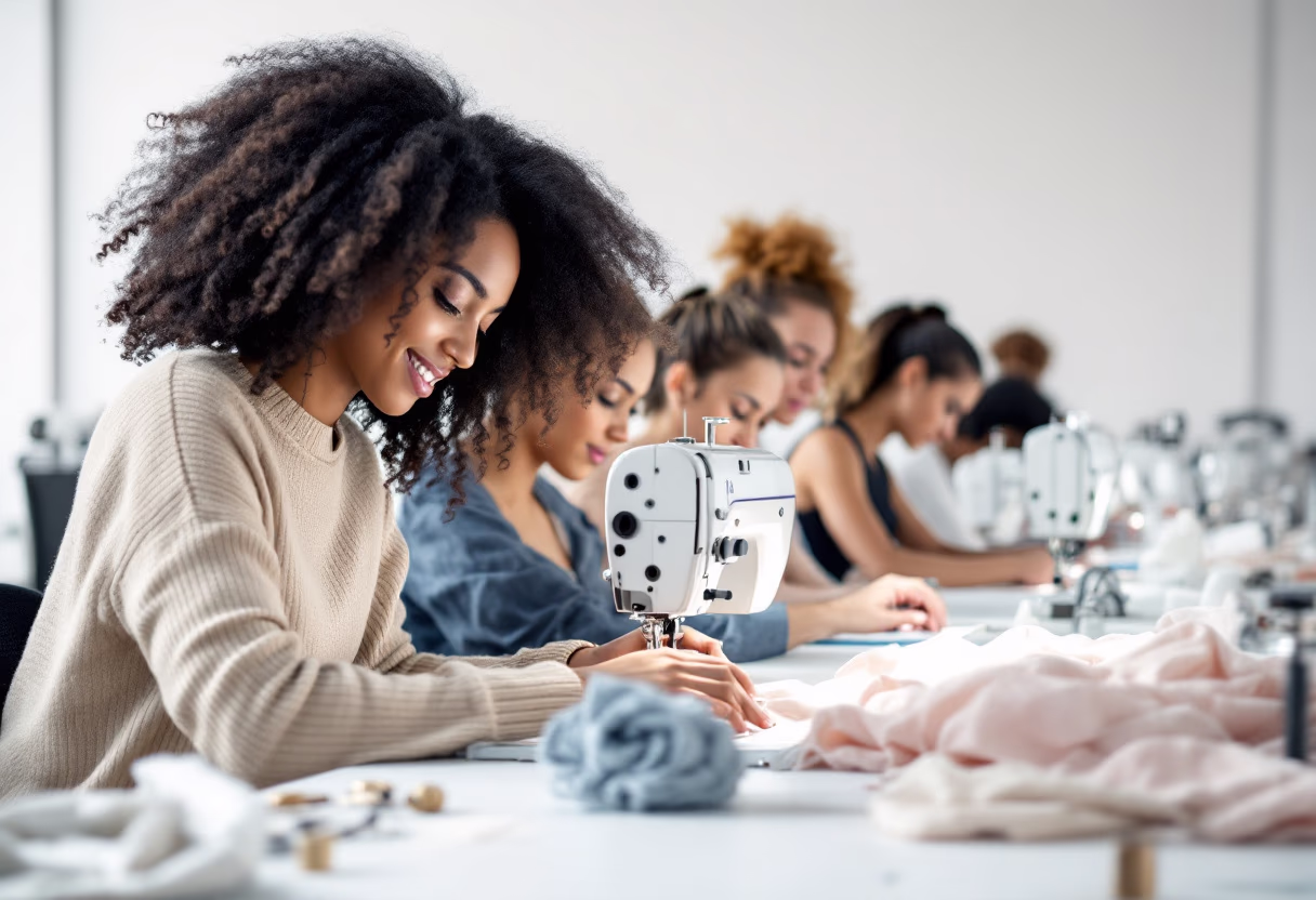 image of sewing class in session