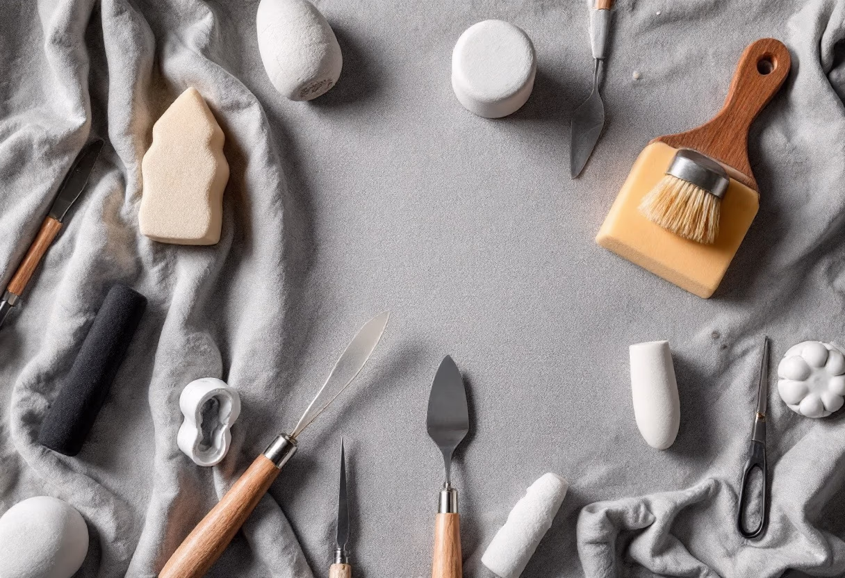 image of different ceramic tools (for a ceramic studio)