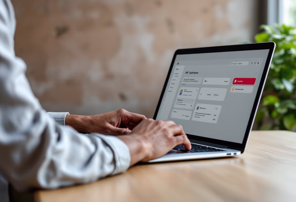 [interface] image of employee interacting with hr software (for a hr tech)