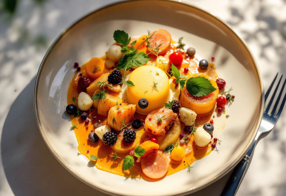 image of plated gourmet dish (for a fine dining restaurant)