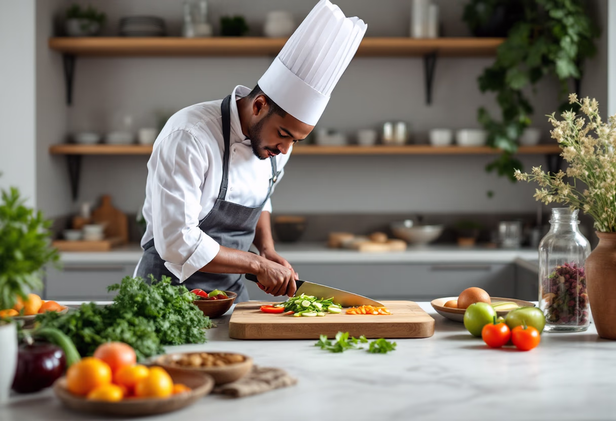 image of kitchen during service (for a fine dining restaurant)
