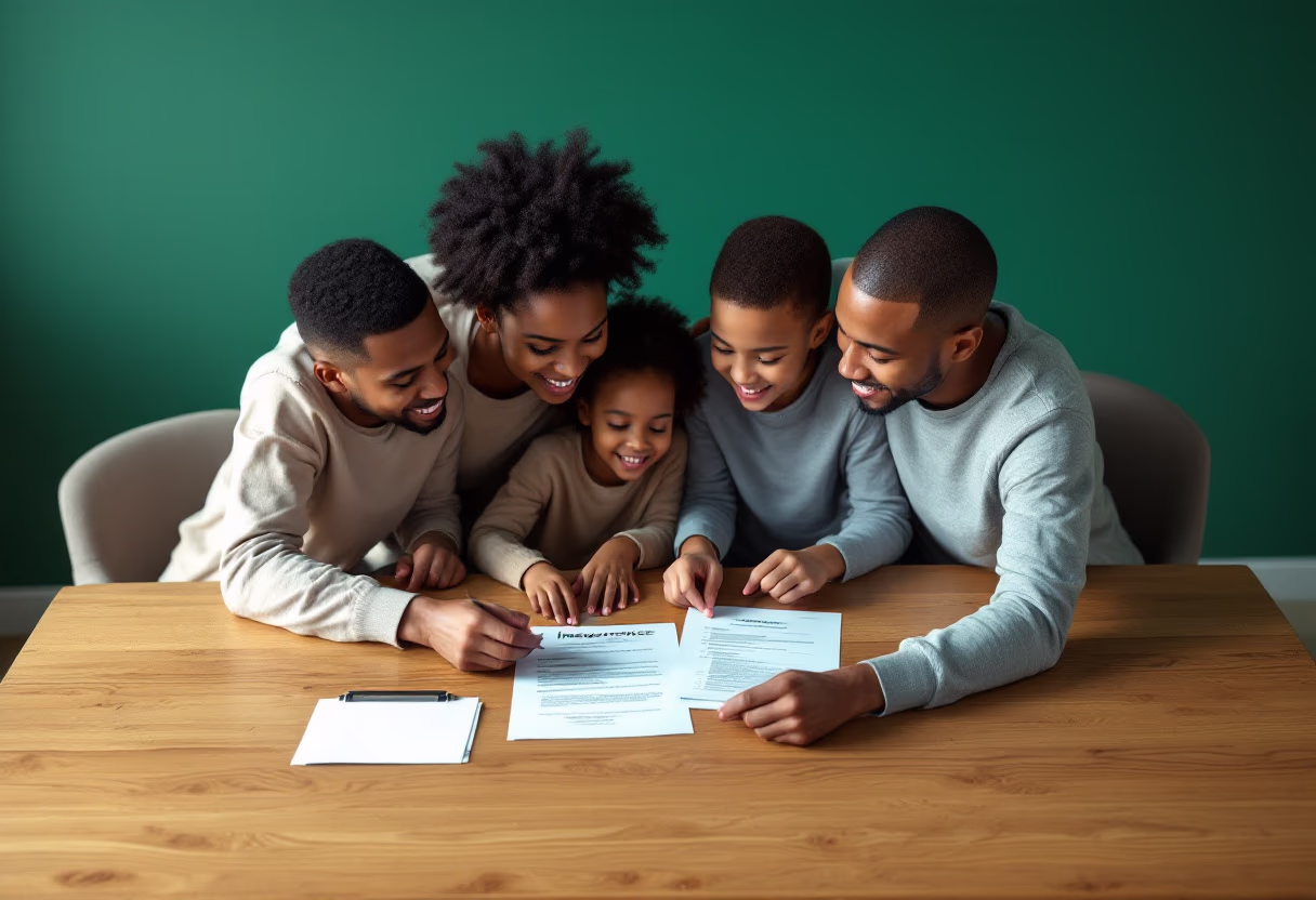 family reviewing insurance details