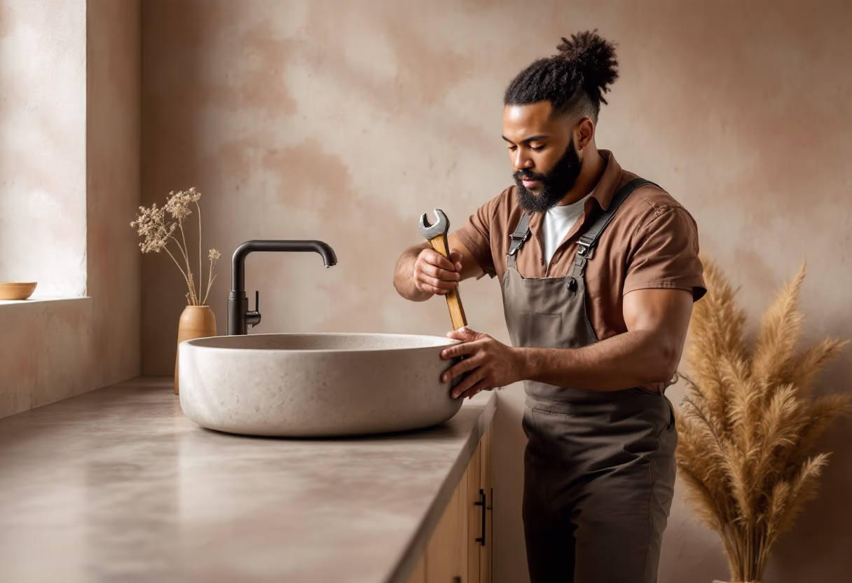 image of plumber fixing a sink
