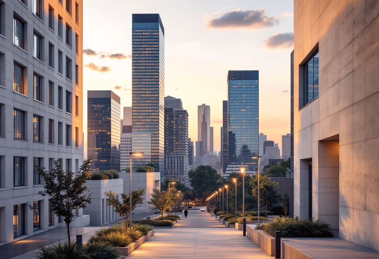 [background image] image of a city landscape for a tech startup