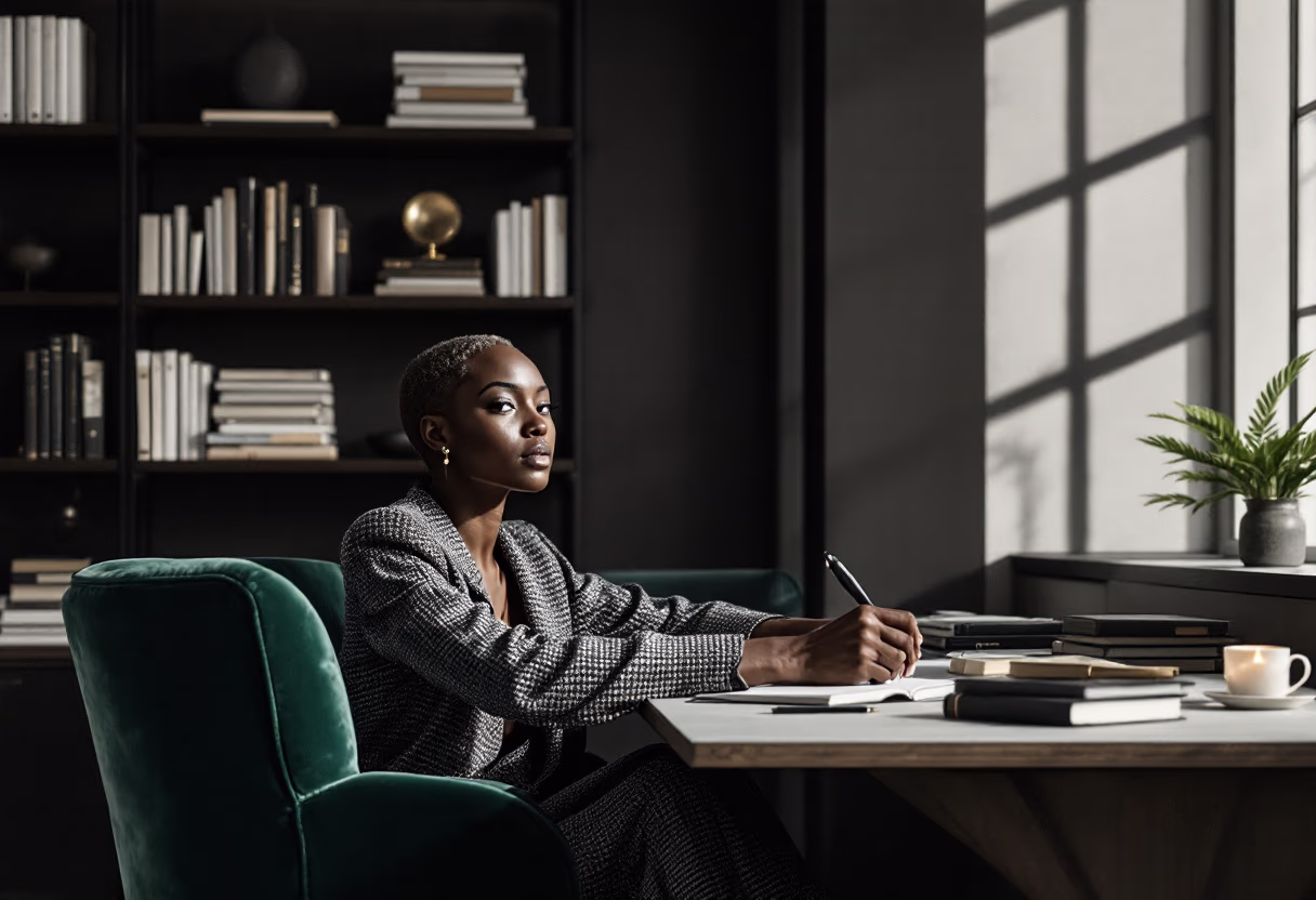 image of author at writing desk