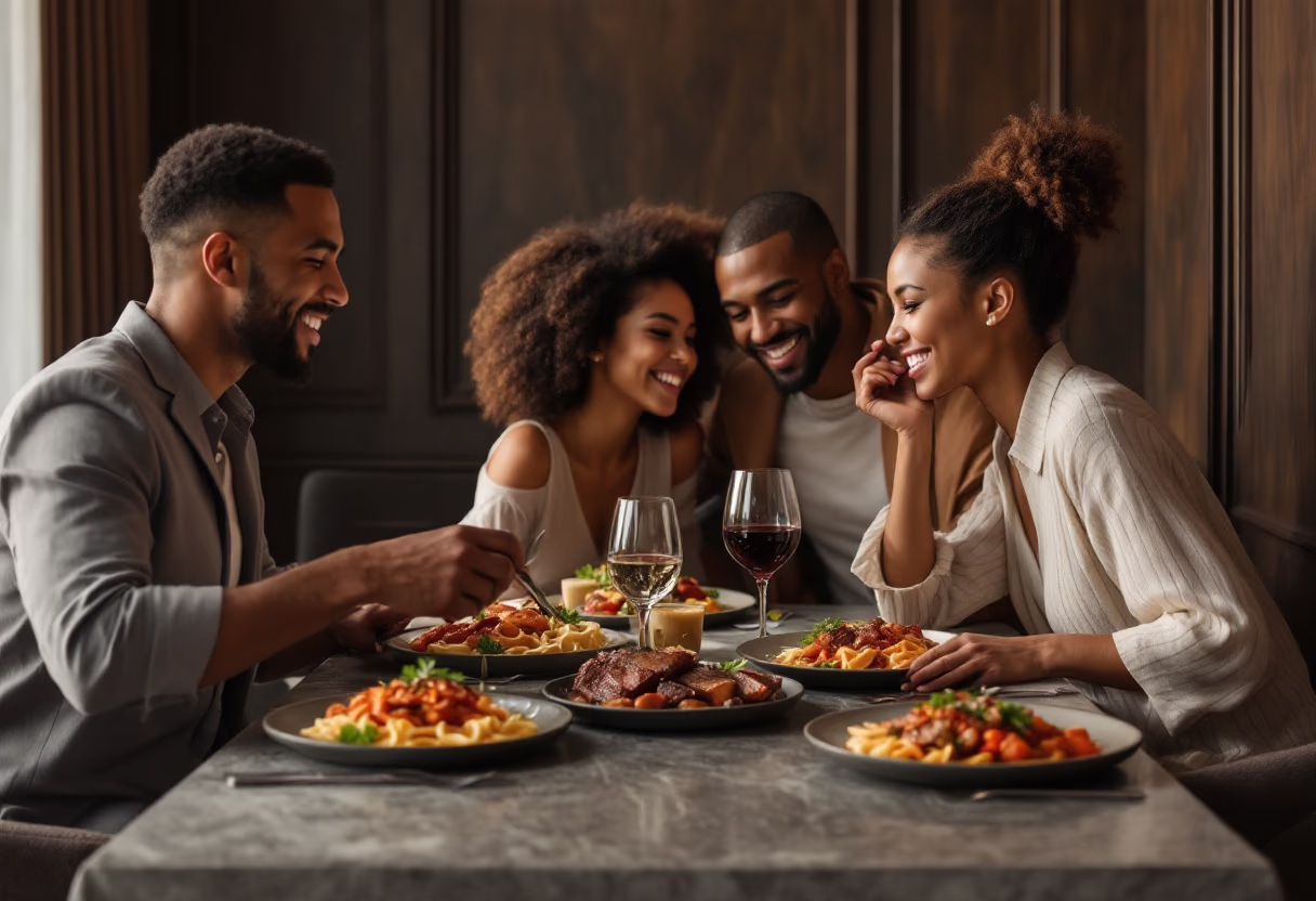 image of a family dining at an italian restaurant